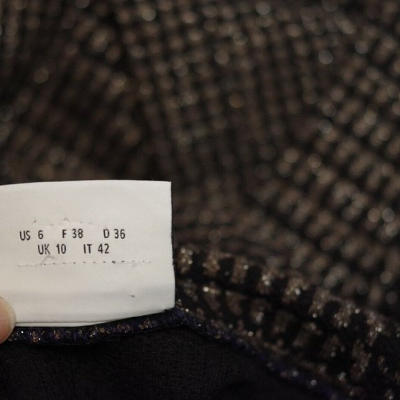 A-K-R-I-S- Punto Cotton Blend Black Brown Long Sleeve Jersey Dress Size :6 - Picture 5 of 6